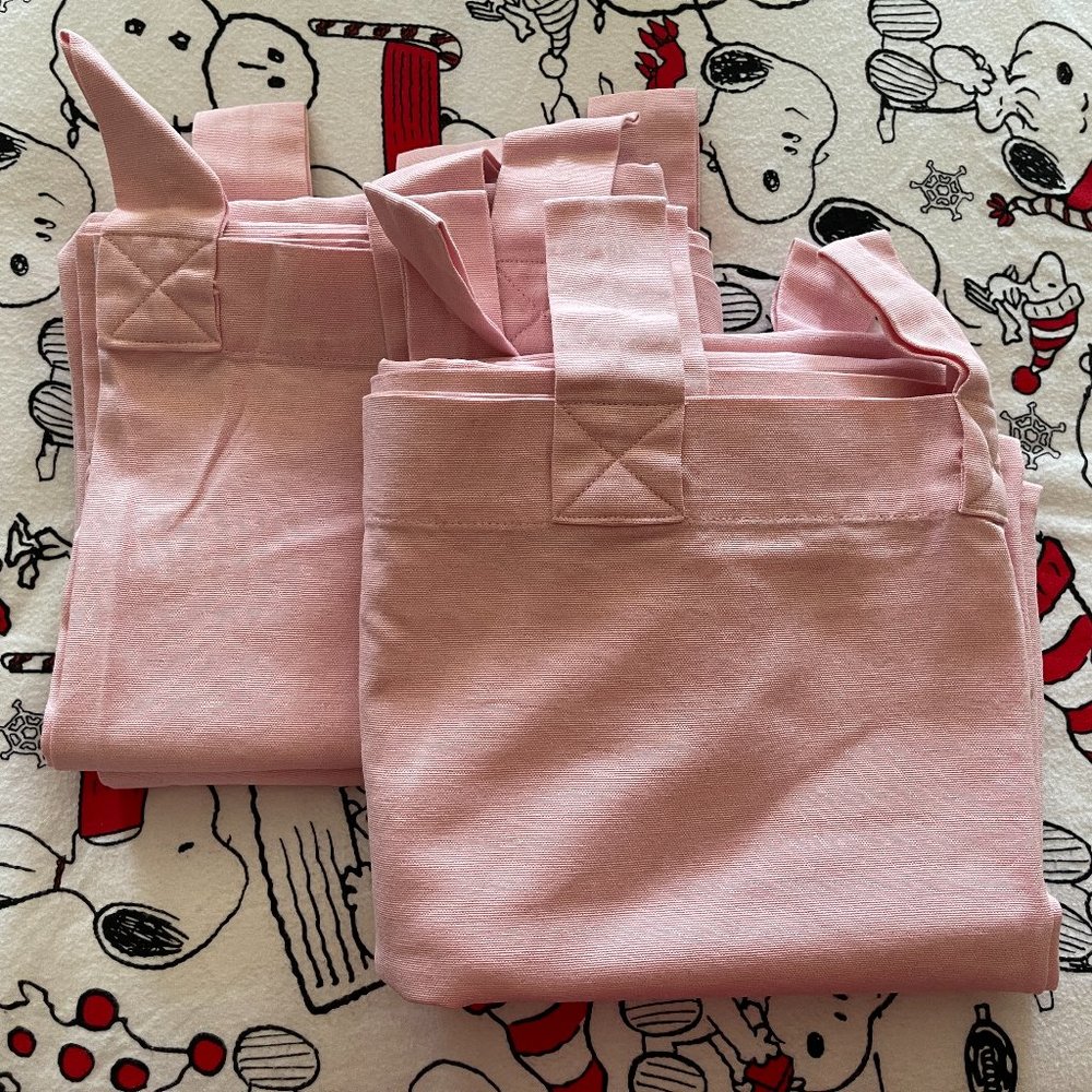 Pottery Barn Kids Pink Cotton Tab Top Curtain Panels 44x82, Set of 2